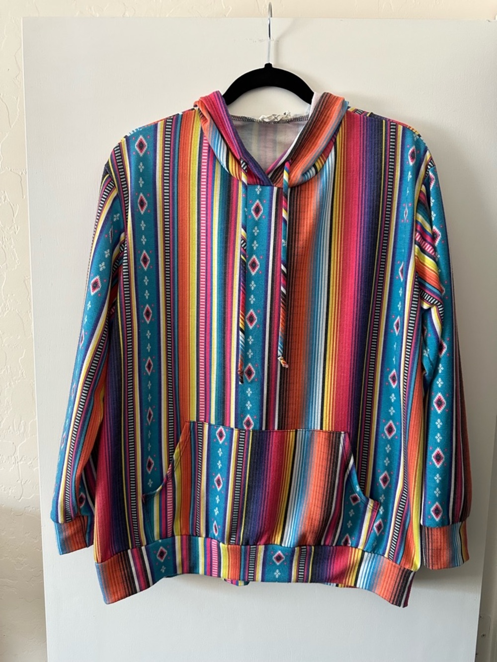 Avery Multicolor Striped Hoodie - Teal, Pink & Orange Accents
